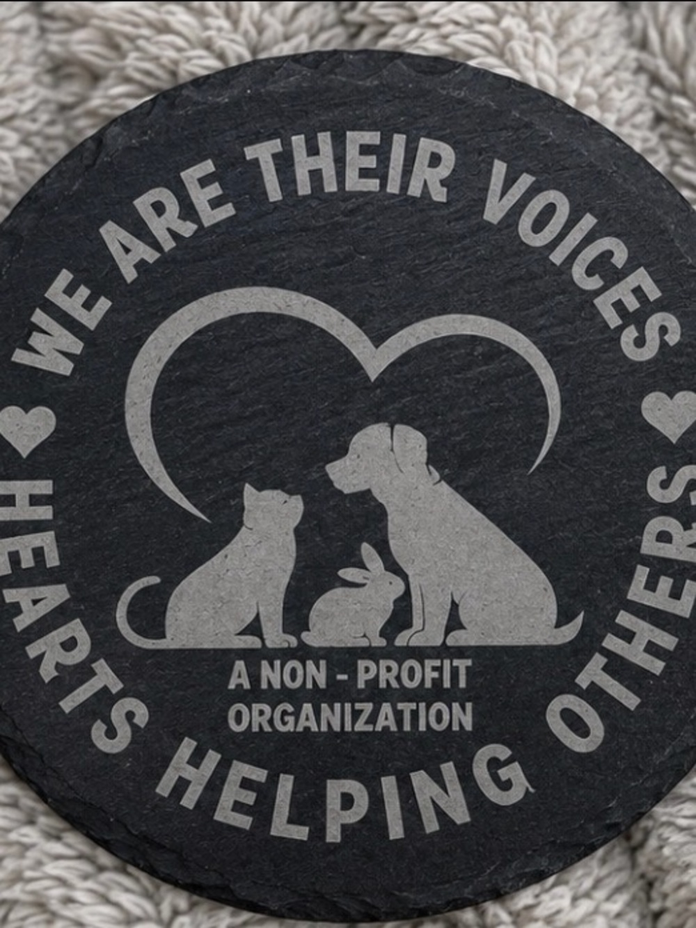 🐾 Be Their Voices Engraved Slate Coaster Limited Quantity - Picture 2 of 5
